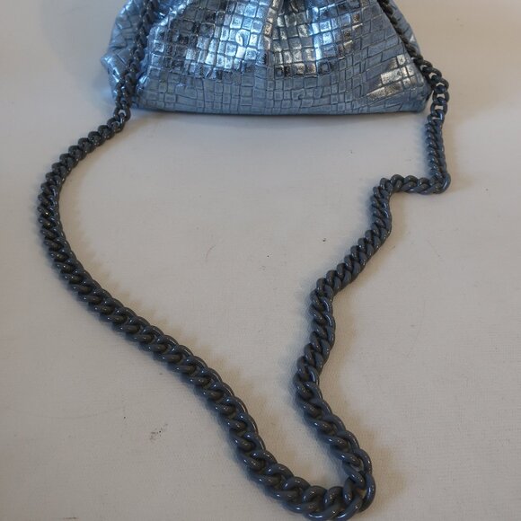 NWT Womens Maria La Rosa Mini Game Woven Sky Blue Laminated Clutch Handbag - Picture 7 of 11